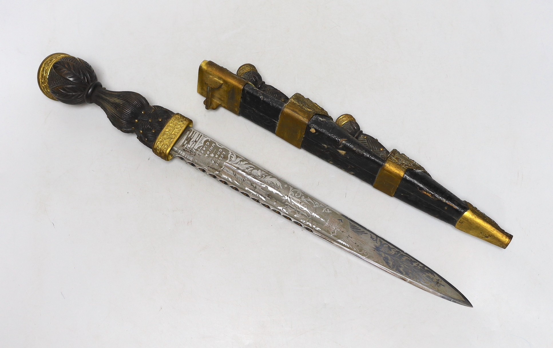 A Victorian Scottish dirk, Cairngorm lacking, 45cms long